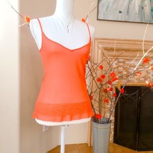 DKNY Sheer orange top with sequence
